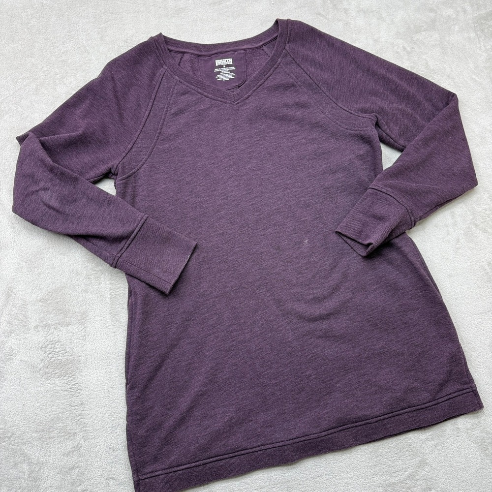 Duluth Trading Co Sweatshirt Womens Medium Purple V-Neck Raglan Long Sleeve Fall